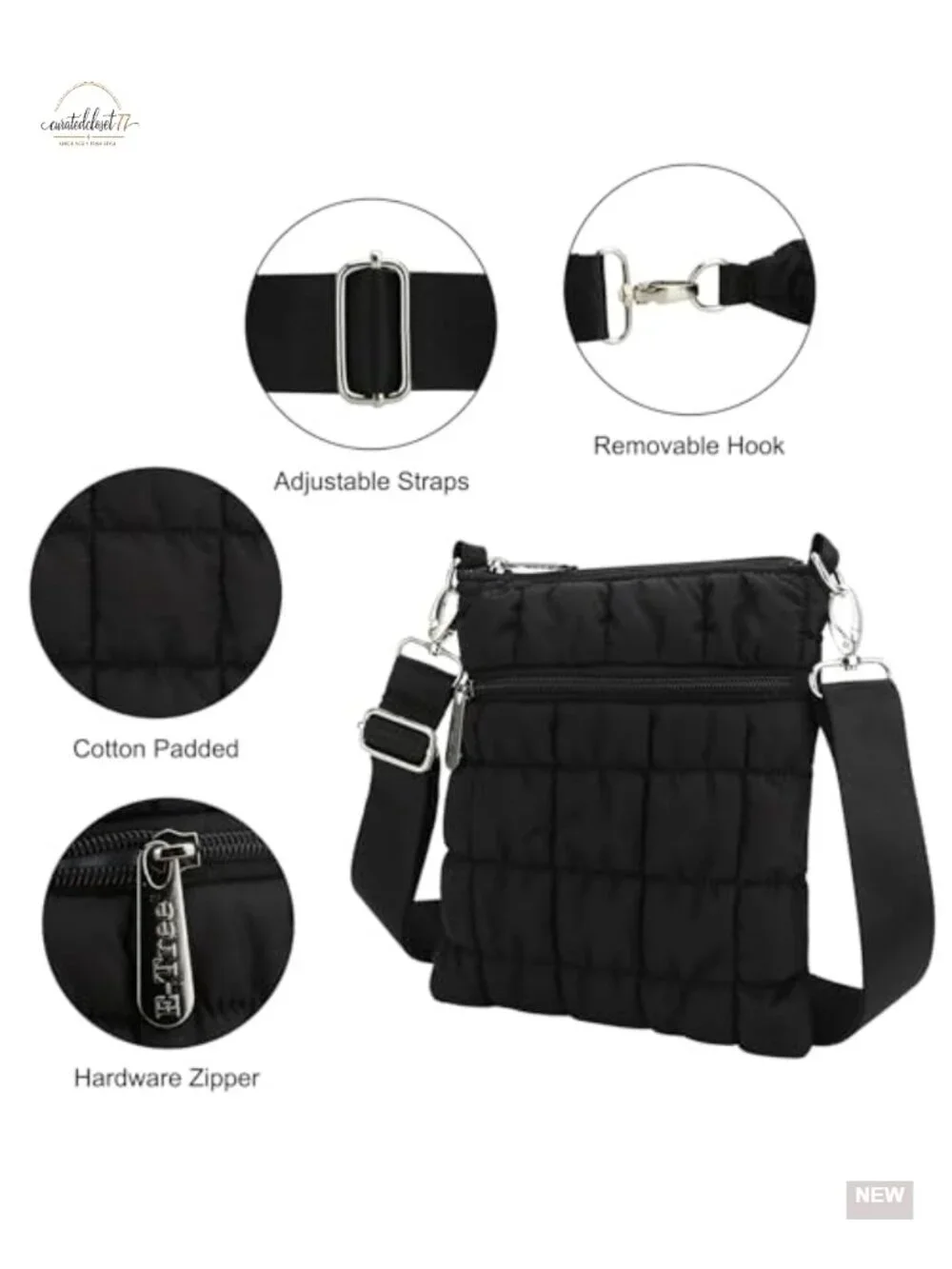 Mini Quilted Crossbody Bag with Adjustable Strap, Lightweight Puffer Purse,
